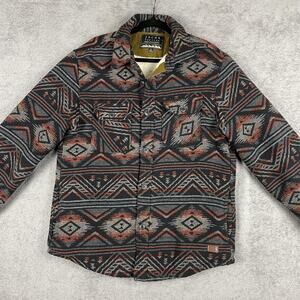 Jachs New York Jacket Mens Medium Black Aztec Sherpa Lined Button Coat Shacket